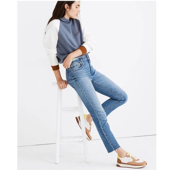 Madewell The Perfect Vintage Crop Jean in Enmore Wash Raw Hem Edition Sz 25 - Picture 6 of 16